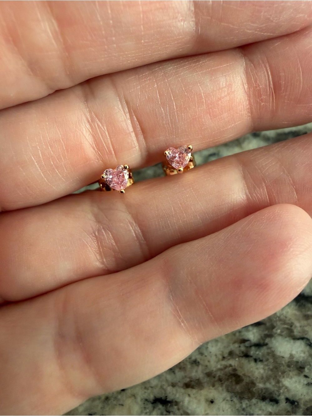 PrettyBird Jewelry Mini Rose Gold Plated Pink Heart Stud Earrings